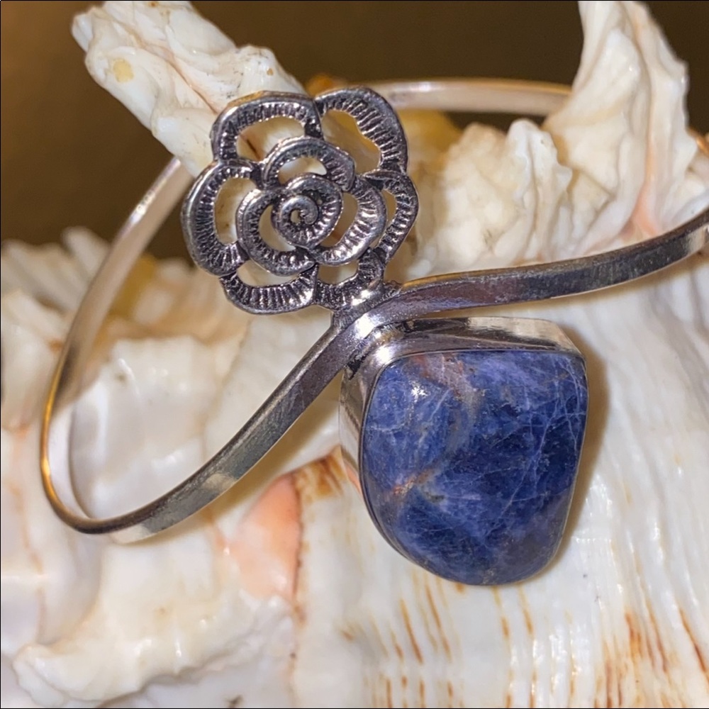 Lapis Lazuli statement flower cuff